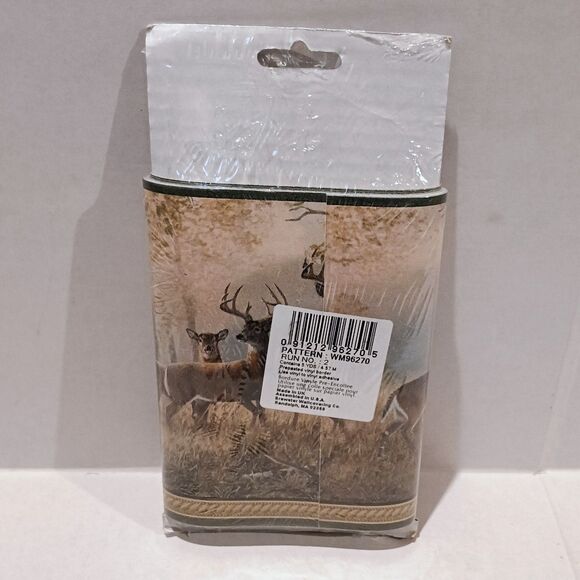 Home Trends Deer Buck Wallpaper Border-2006-Pre Pasted Vinyl-WM96270-5 Yd-NEW - Picture 2 of 8